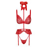 Ensemble 5 pièces Bondage Red Lace Kiss 243 - Kissable
