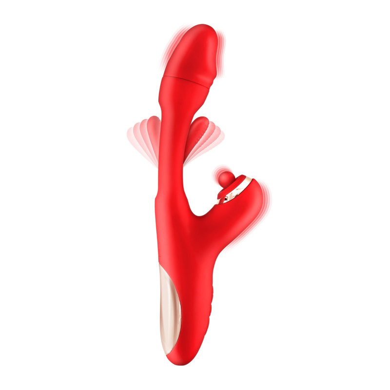 Vibromasseur rabbit 3-en-1 Joyfully rouge - Yoba