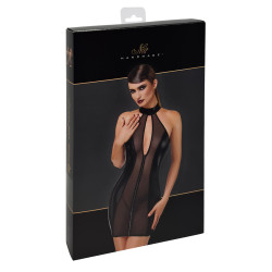 Mini robe tulle et wetlook Luxuria F370 - Noir Handmade