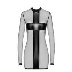 Mini robe tulle et wetlook Crossfire F369 - Noir Handmade