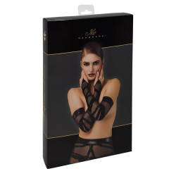 Gants longs floqués Bondesque F361 - Noir Handmade