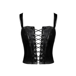 Corset en vinyle Dominae F379 - Noir Handmade