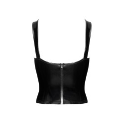 Corset en vinyle Dominae F379 - Noir Handmade