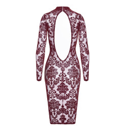 Robe fourreau en tulle floqué Kink Royal F384 - Noir Handmade