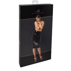 Jupe fendue en vinyle Dominae F378 - Noir Handmade