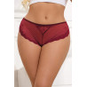 Tanga dentelle bijou Coeur Bordeaux - Litolu Lingerie