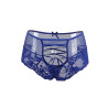 Tanga lacé dentelle taille haute Bleu - Litolu Lingerie