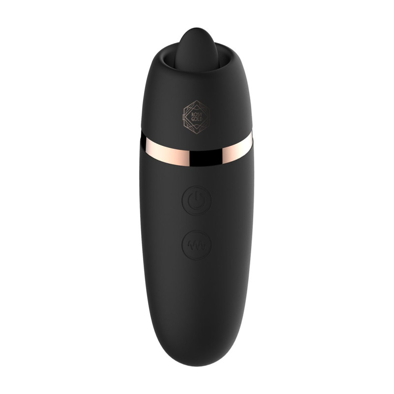 Stimulateur 2 en 1 avec langue vibrante - Rosy Gold
