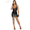 Mini robe zippée wetlook et dentelle F254