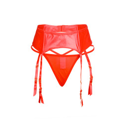 Porte-jarretelles wetlook avec string rouge
