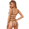 Ensemble ouvert soutien-gorge string et porte-jaretelles
