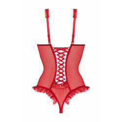 Body wetlook ouvert rouge Mistique - Christine